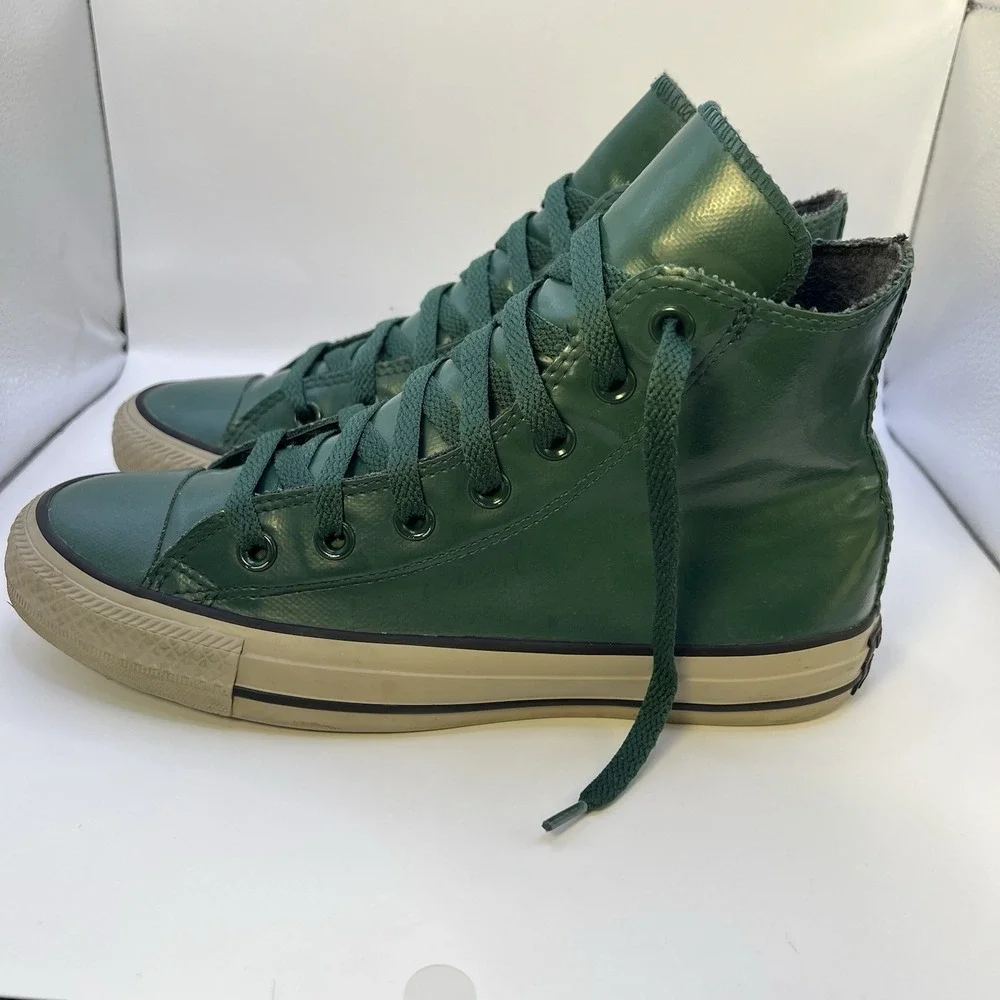 Rubber Converse Chuck Taylor Green High Top Sneakers Unisex W7 M5 Fleece Lined‎ - Picture 6 of 16